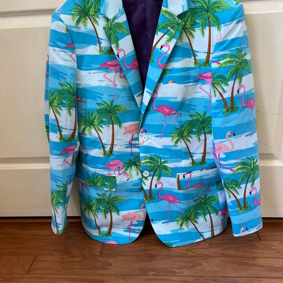 Tropical Flamingo Palm Leaves Hawaiian Pattern Print Men's Bomber Jacket